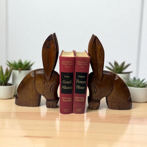 MCM Handcarved Wood Donkey Bookends 1942 Puerto Rico - Picture 1 of 10